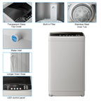TABU 19lbs Portable Washing Machine,2.5 Cu.ft Full Automatic Washing Machine,Top Load,White