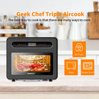 KOFUN Steam Air Fryer Toast Oven Combo, 26 QT Steam Convection Oven Countertop, 50 Cooking Presets, with 6 Slice Toast, 12" Pizza, Black Stainless Steel