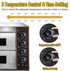 Commercial Pizza Oven 16 inch Pizza Double Deck 3000W 110V Electric Oven Multipurpose Toaster Bake Broiler 40L Stainless Steel for Restaurant Home Pizza Pretzels Baked Roast Yakitori