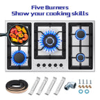 Amzgachfktch 36 Inch Gas Cooktop 5 Burner Built in Stainless with Thermocouple Protection, LPG/Natural Gas Convertible