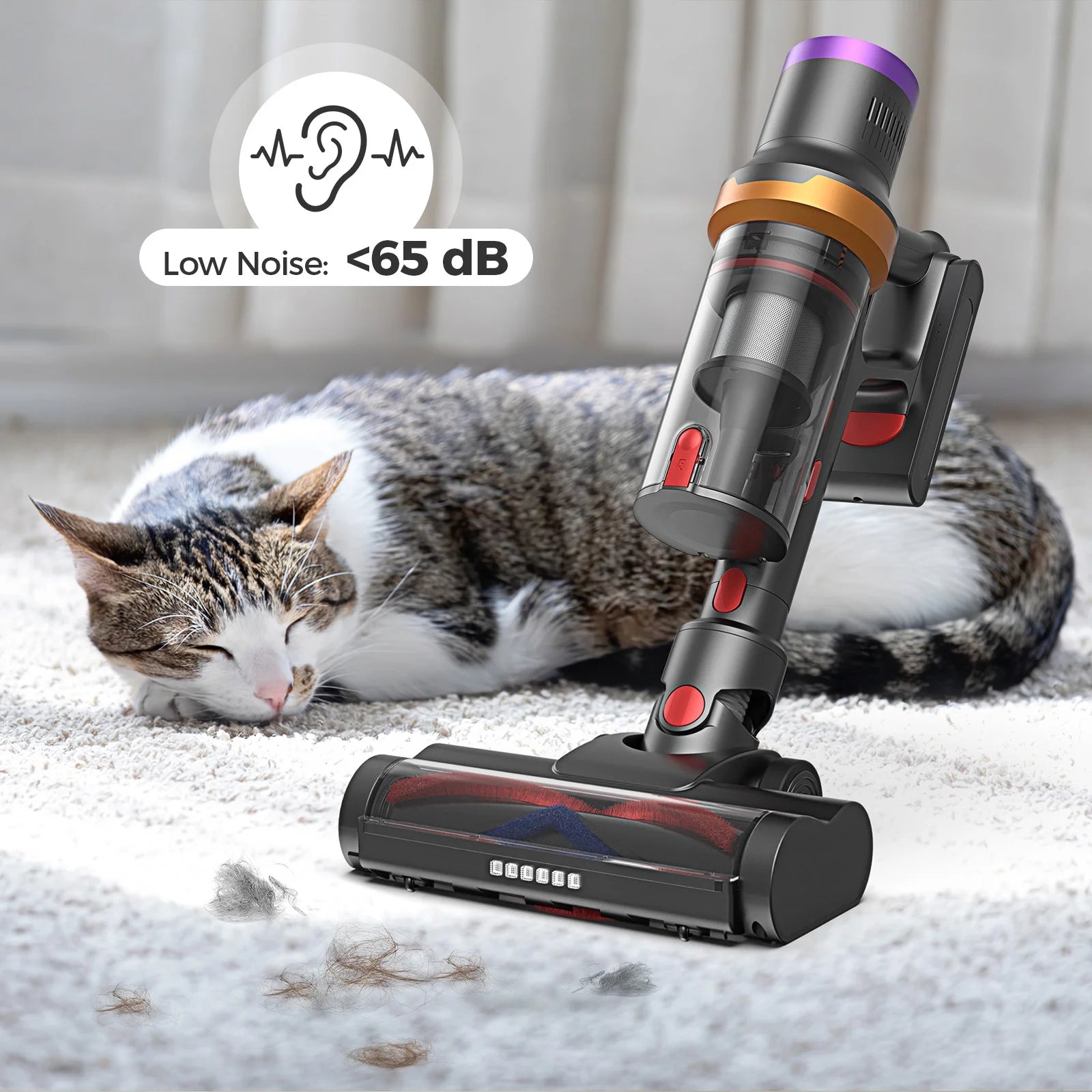 ORFELD Cordless Vacuum Cleaner, Lightweight 35KPa Stick Vacuum for Carpet Floor and Pet Hair