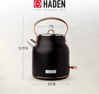 Heritage 1.7L Stainless Steel Electric Water Tea Kettle, Black & Copper
