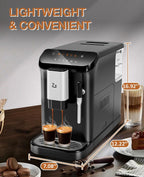 Espresso Machine, 20 Bar Pump Pressure for Balanced Extraction, Professional Espresso Maker with Milk Frother Steam Wand, 1.5L Water Tank, 1-15 Adjustable Grind Size Levels, Gift for Coffee Lover