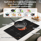 VoltCuisine Double/Dual Induction Cooktop 2 Burner, Shatter-proof Flat Glass Top, 9 Heat Settings, LED Touch Display with Child Safety Lock & Overheat Protection