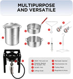 Red Mountain Valley Outdoor Propane Turkey Deep Fryer Set 30&10 Quart Fish Fryer with Basket, 50,000 BTU Burner, Large Seafood Boiler Kit, Outdoor Cooking for Frying, Boiling