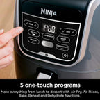 Ninja AF150AMZ Air Fryer XL, 5.5 Qt. Capacity that can Air Fry, Air Roast, Bake, Reheat & Dehydrate, with Dishwasher Safe, Nonstick Basket & Crisper Plate and a Chef-Inspired Recipe Guide, Grey