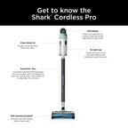 Restored Shark? Cordless Pro Stick Vacuum with Clean Sense IQ Technology, PowerFins PLUS Brushroll, Crevice Tool Included, HEPA Filtration, IZ540H (Refurbished)