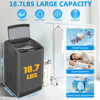 Veeboto Portable Washing Machine, 18.7Lbs Capacity Portable Washer with Drain Pump, 10 Wash Programs/8 Water Levels/LED Display, Full-Automatic Compact Laundry Washer for Apartment, Dorm, Home