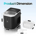 Fenbeli 26lbs/24H Countertop Ice Maker Machine with Handle, Portable Ice Maker Machine with Auto-Cleaning, Black