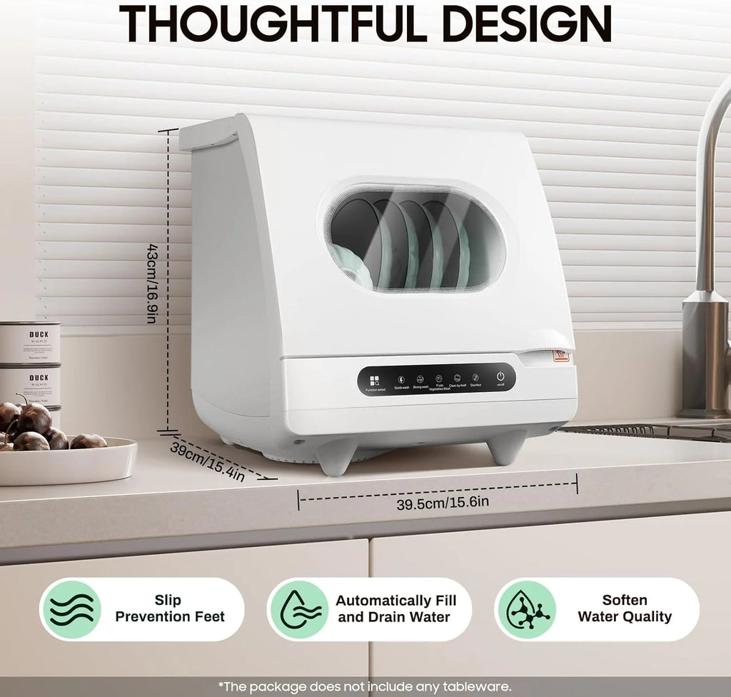 110v Portable Countertop Dishwasher,Home Apartment Tabletop Compact Dishwasher With Inlet & Drainage Pipe,Mini Countertop Dishwasher,Clear Window,For Cleaning Utensils At Home After Dining.