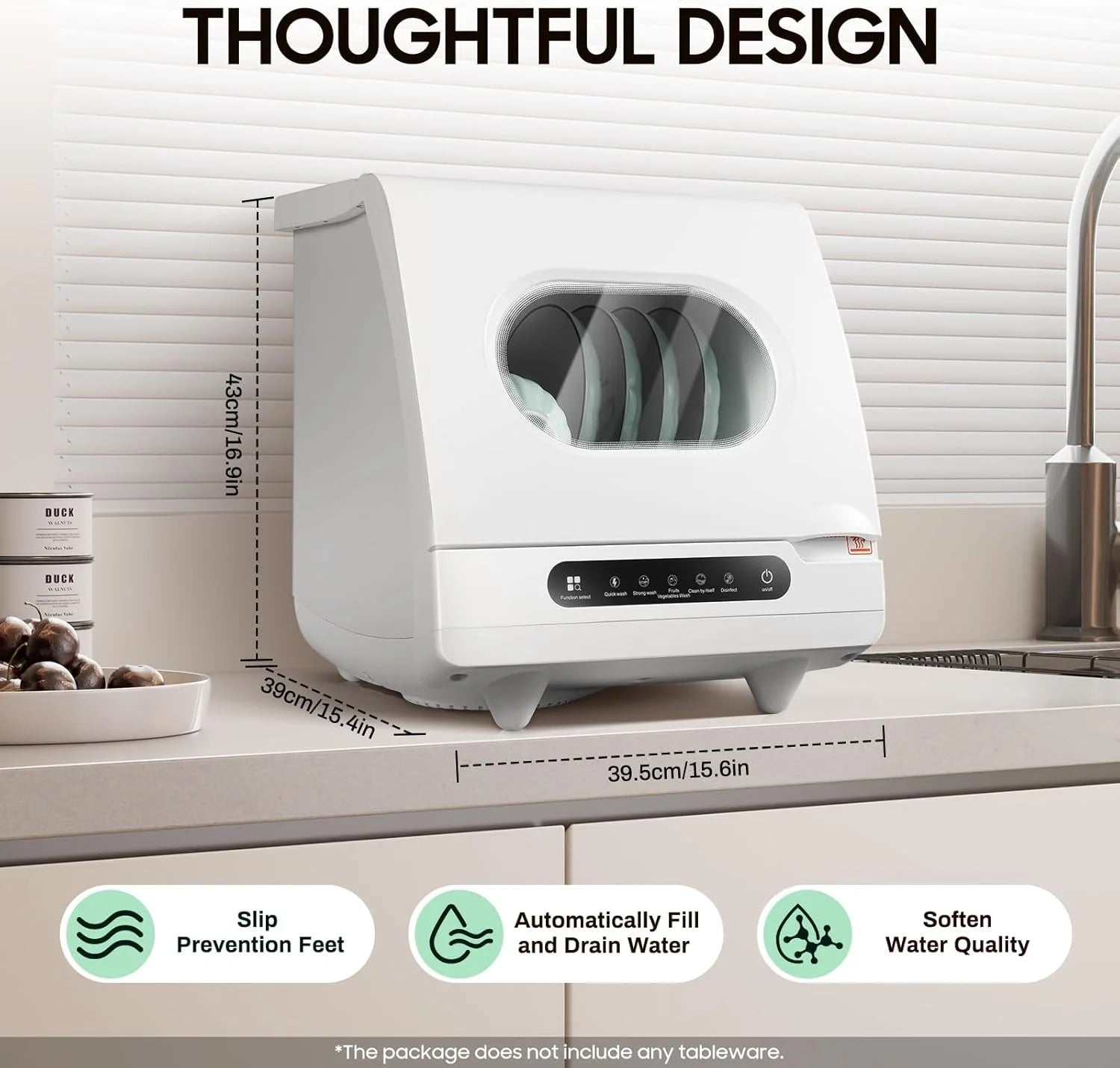 Portable Countertop Dishwasher Dishwasher Compact Dishwasher with 5 Intelligent Washing Functions Counter Top Dishwasher for Knives, Forks, Spoons, Chopsticks