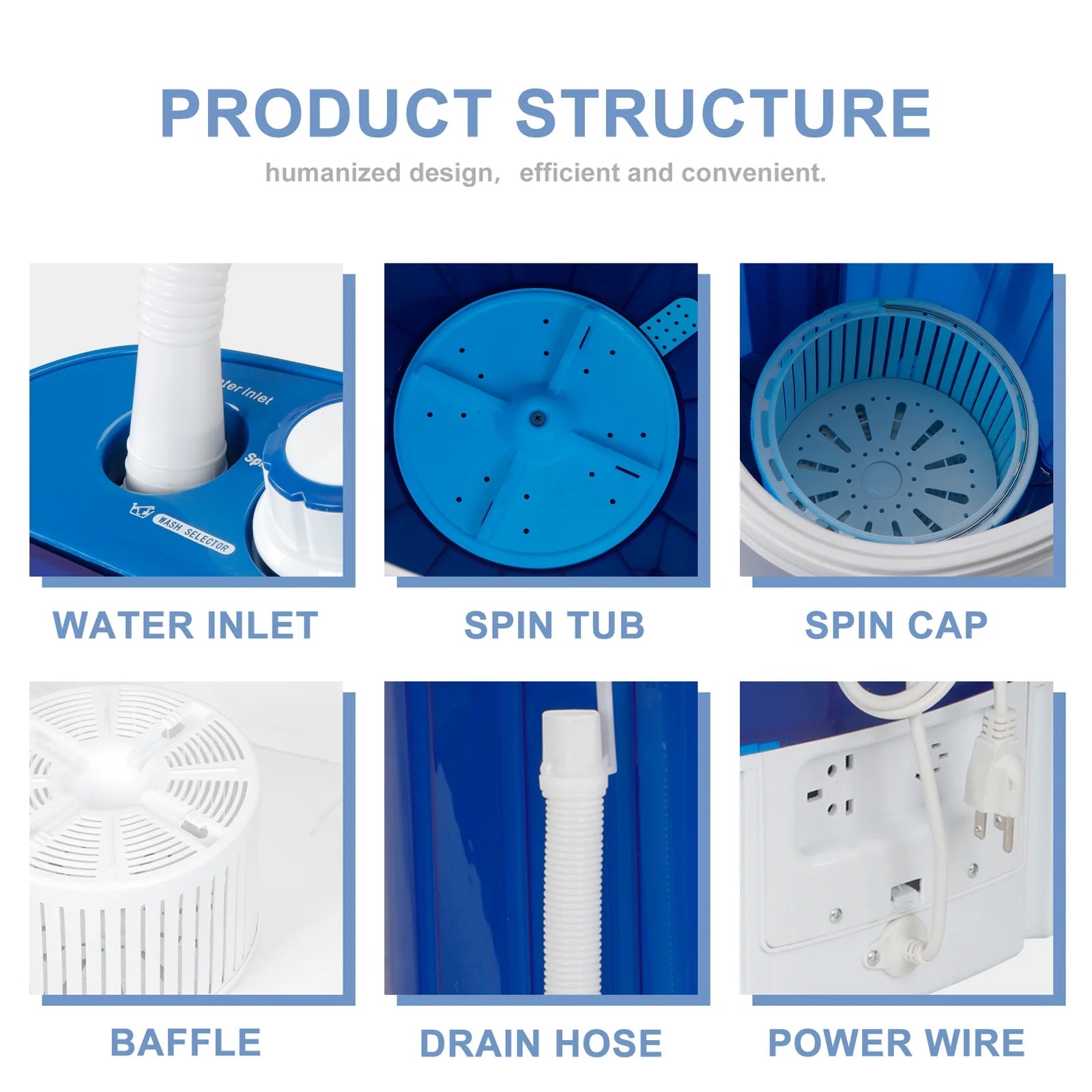 HJYURY Semi automatic mini washing machine 7.9 pounds portable washing and shaking integrated small washing equipment