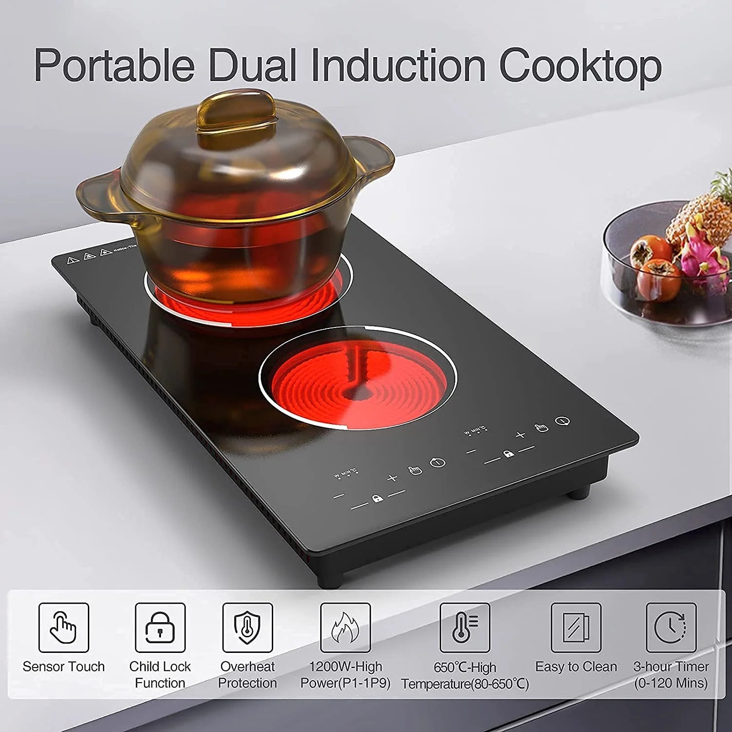 VBGK 12�?Electric Cooktop in Black with 2 Burners