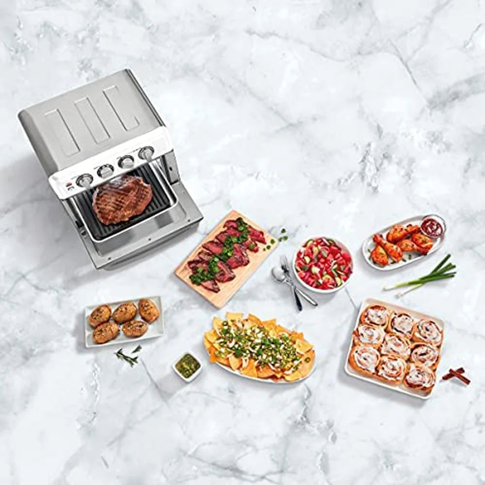 Cuisinart TOA-70W AirFryer Toaster Oven with Grill White Bundle with Deco Chef Pair of Red Heat Resistant Oven Mitt