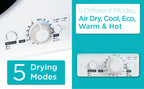 BLACK+DECKER BCED37 Compact Dryer for Standard Wall Outlet, Small, 4 Modes, Load Volume 13.2 lbs., White