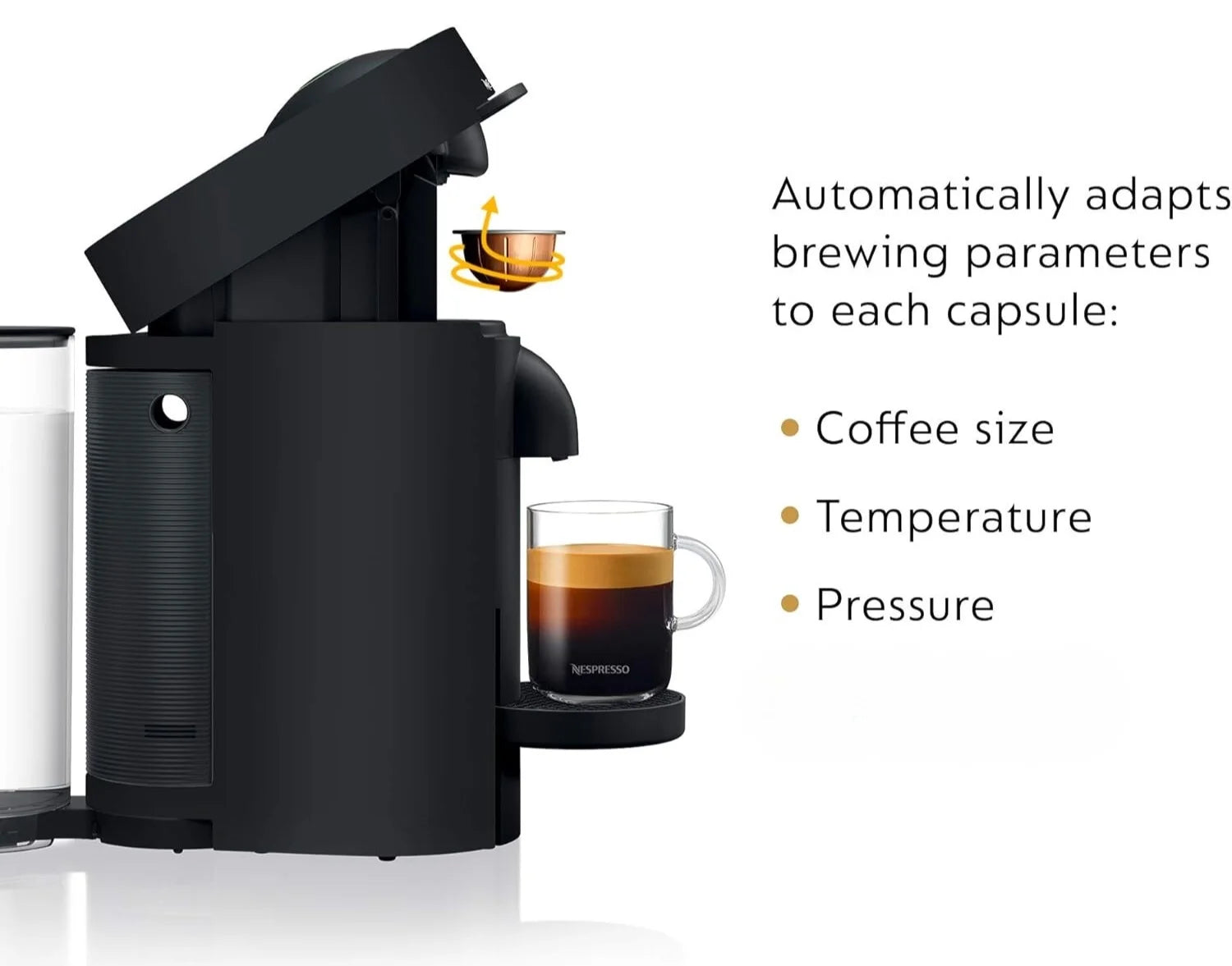 VertuoPlus Coffee and Espresso Machine - 60 oz Water Tank - Matte Black