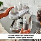 KitchenAid Metal Semi-Automatic Espresso Machine and Automatic Milk Frother Attachment Bundle