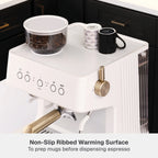 Thyme & Table Barista Grade Espresso Machine with 15-Bar Pressure, Conical Burr Grinder and Steam Wand, Sand White
