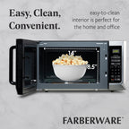 Farberware Countertop Microwave Ov 1100 Watts, 2.2 cu ft - Smart Sensor With LED Lighting and Child Lock - Perfect for Apartments and Dorms - Easy Clean Black Interior, Stainless Steel