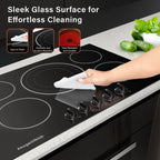 30in 5-Burner Built-In Electric Cooktop 9000W, Knob Control Ceramic Stove Easy Clean, No Radiation Family-Safe