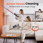 INSE Lightweight Cordless Vacuum with 30Kpa Powerful Suction & 60 Mins Runtime, Stick Vacuum  for Carpet, Tile, Pet Hair, Hardwood Floors