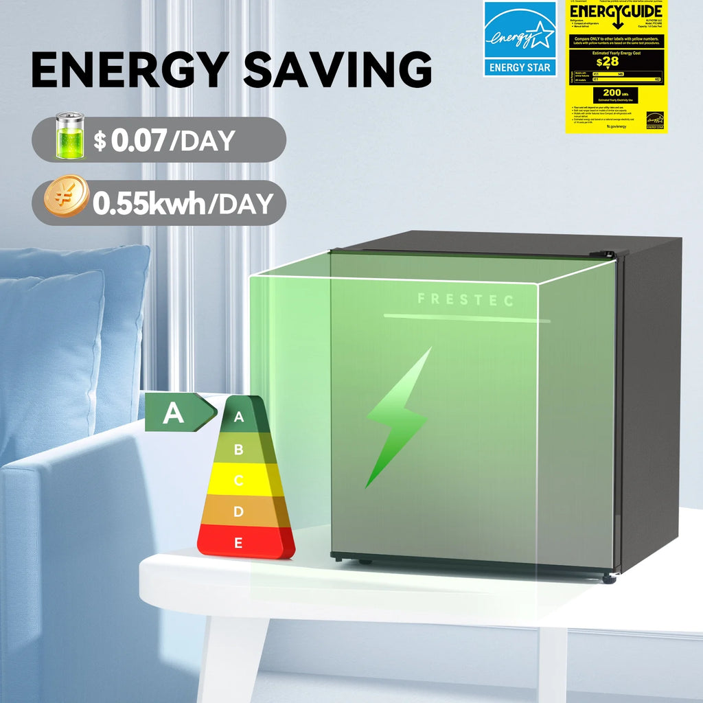 1.7 Cubic Feet Freestanding Mini Fridge Compact refrigerator black