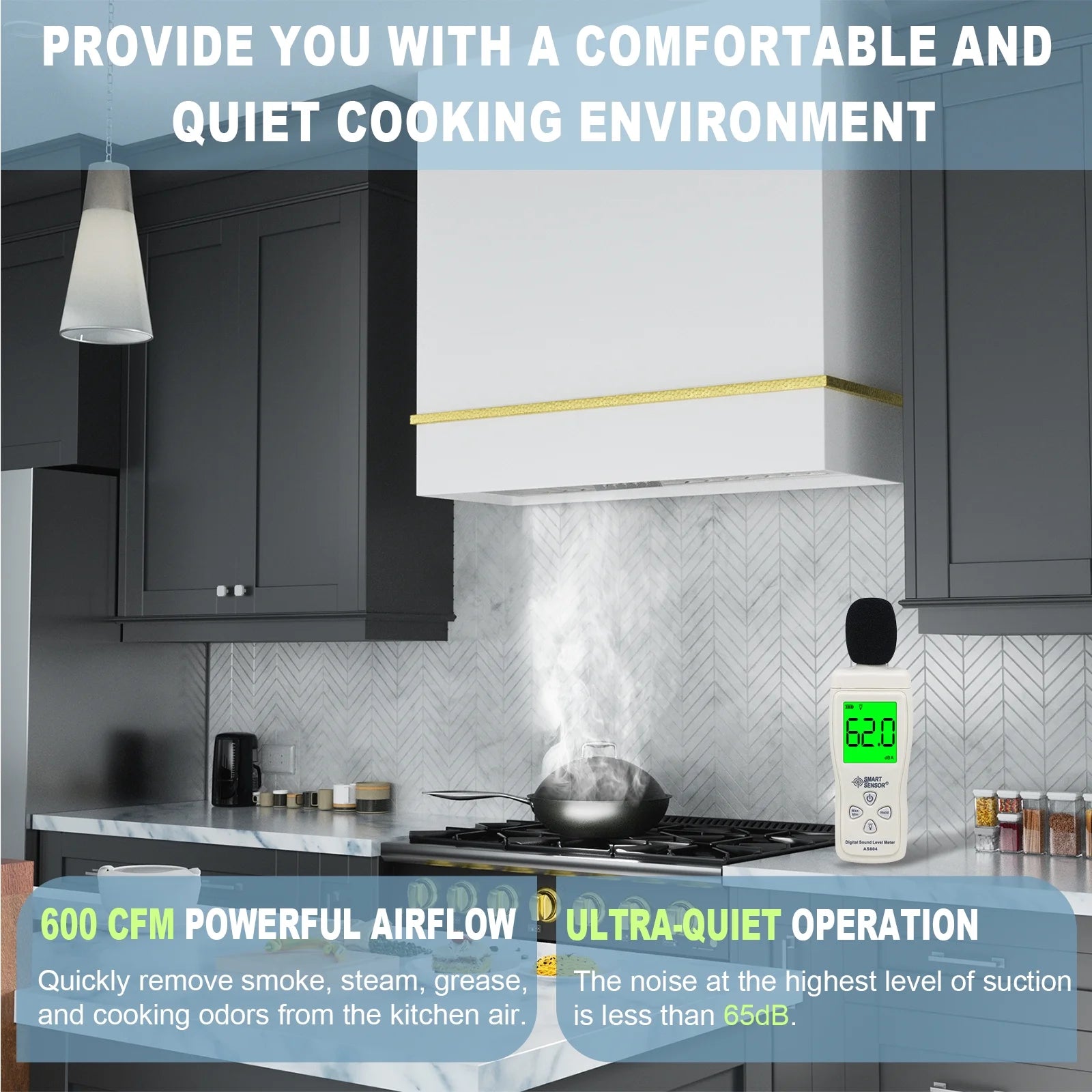 Akicon Range Hood 30 Inch, 600 CFM Ducted Vent Hood, Stainless Steel Box Kitchen Hood with 2 LED Lights, Removable Baffle Filters, Stove Hood Vent for Kitchen, 3 Speeds, Wall Mounted (AK-HS30HB-JBC)