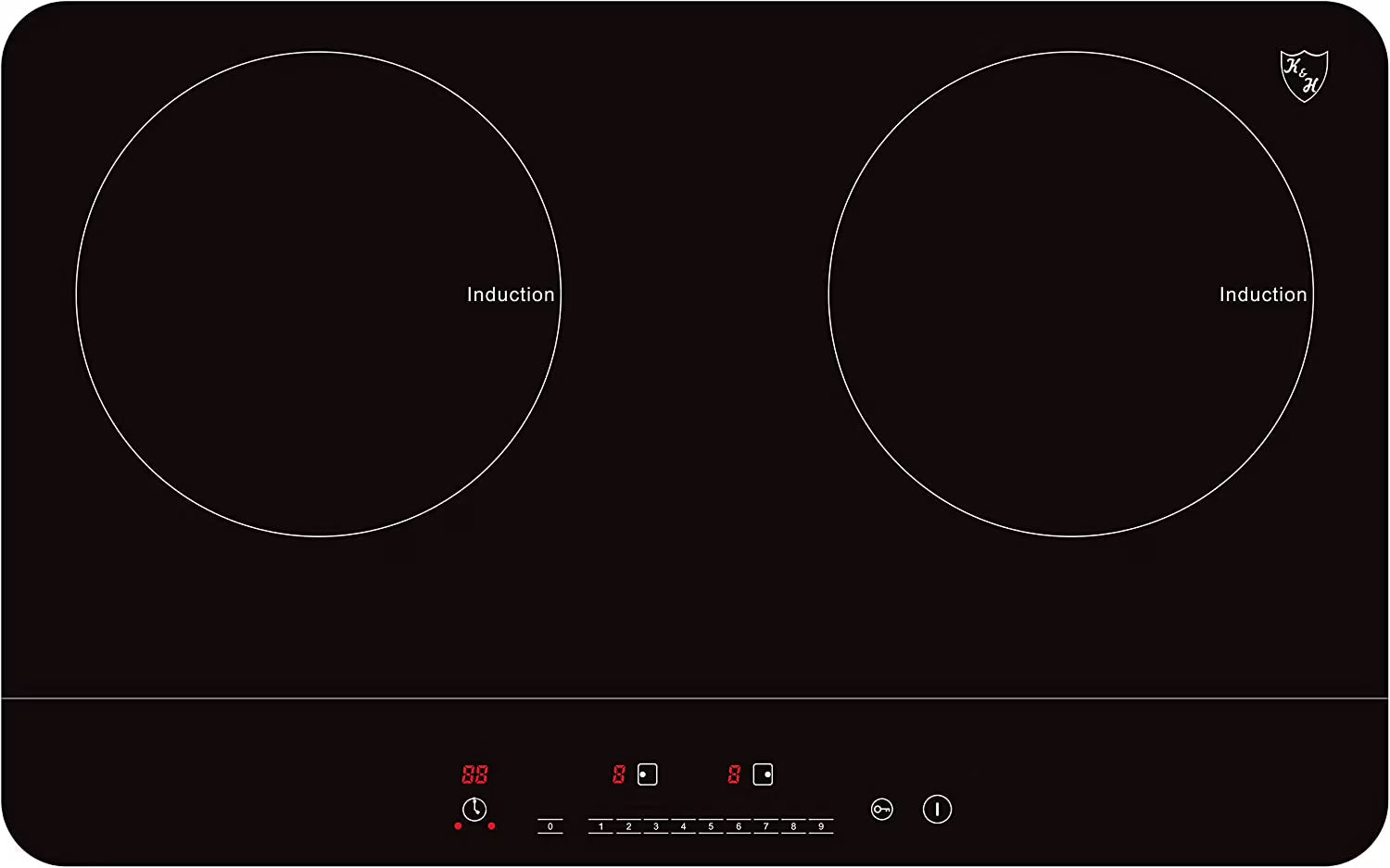 K&H 2 Burner Double Dual 24 Inch Induction ULTRA SLIM Electric Stove Top Ceramic Cooktop White 120V 1800W IN-DD18-120S