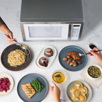 Farberware Stainless Steel Countertop Microwave Oven with Child Lock, 1.1 Cu Ft Black Stainless