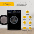 Pemberly Row Pet Compact 110V Vented/Ventless 15 lbs Combo Washer Dryer in Black