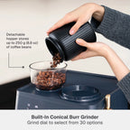 Thyme & Table Barista Grade Espresso Machine with 15-Bar Pressure, Conical Burr Grinder and Steam Wand, Sand White