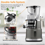 SIFENE 200W Cold Press Juicer Machine for Fruits and Vegetables, Masticating Juice Maker with 83mm Wide Chute, High Yield, Easy Clean, Gray