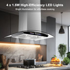 30 inch Stainless Steel Island Mount Range Hood 700 CFM, 120V Exhaust Fan, 3-Speed 65dB, Gesture Control & LED Lights?