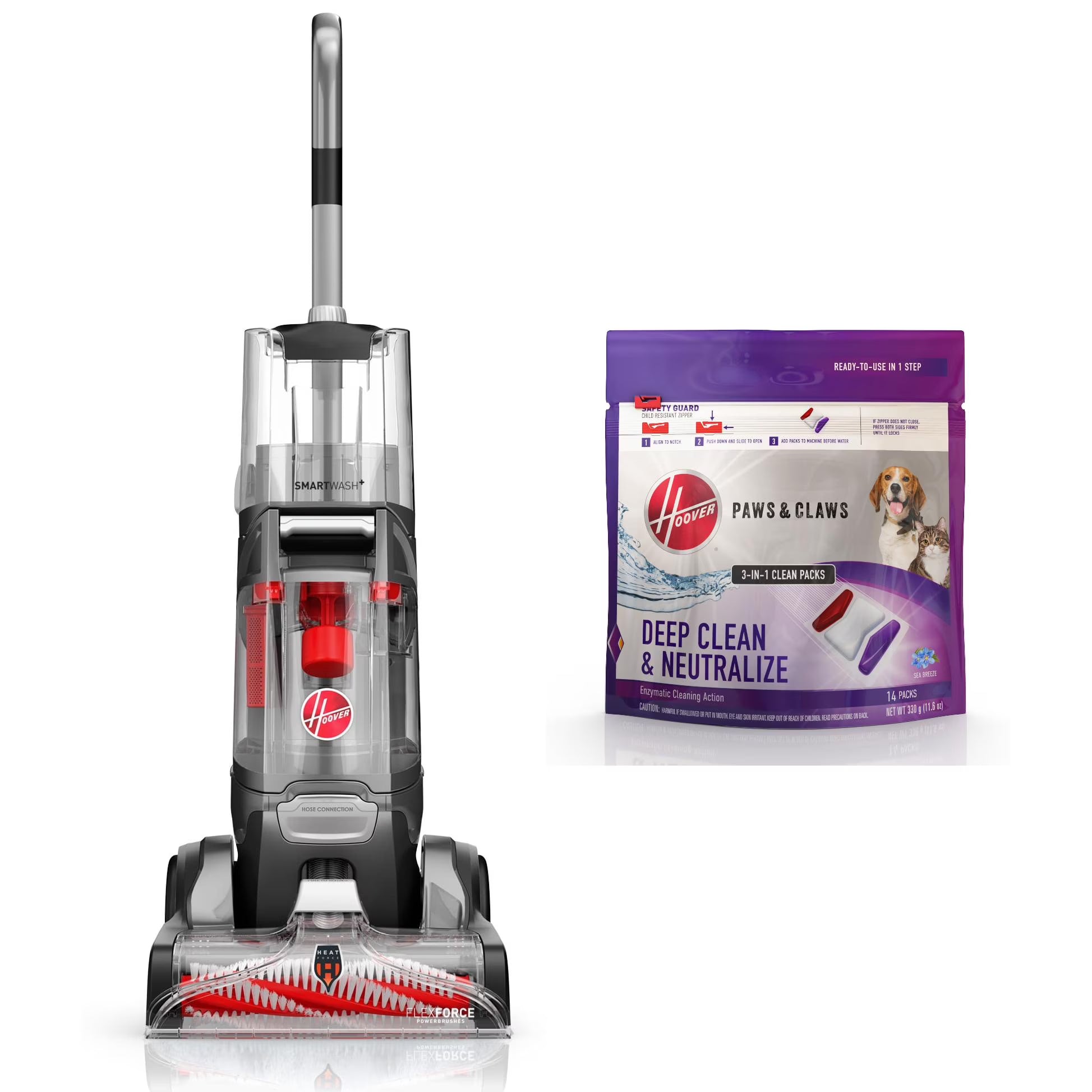 Hoover SmartWash Essentials Automatic Upright Carpet Cleaner Machine, for Carpet & Upholstery, Quick Dry Mode, Upholstery Tool Attachment, FH52110
