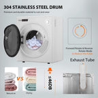 VIVOHOME 1500W Portable Clothes Dryer Machine, 3.5 cu.ft 13Lbs Load, Front Load with Stainless Steel Drum, Adjustable Exhaust Vent