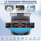 Veeboto Portable Washing Machine, 15.6lbs Washer and Dryer Combo Machine with 10 Wash Programs/8 Water Levels, Laundry with LED Display & 1 Adjustable feet for Home, Apart, Bathroom