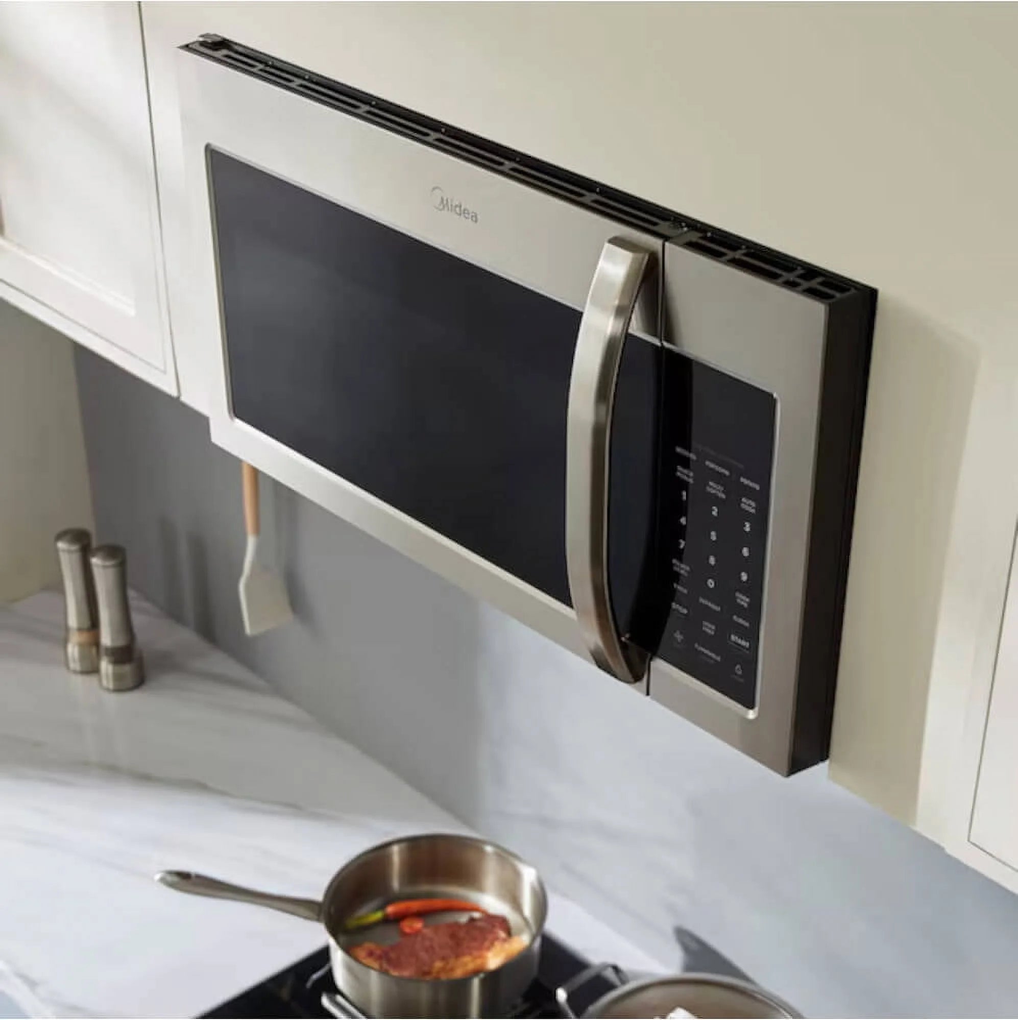 Midea Over The Range Microwave Oven with Sensor Cooking, 1.7?Cu. ?Ft., Stainless Steel, MMO17S3AST