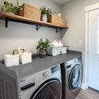 Kaboon Washer Dryer Countertop with Edge Rails, 27.5" x 54", Light Walnut