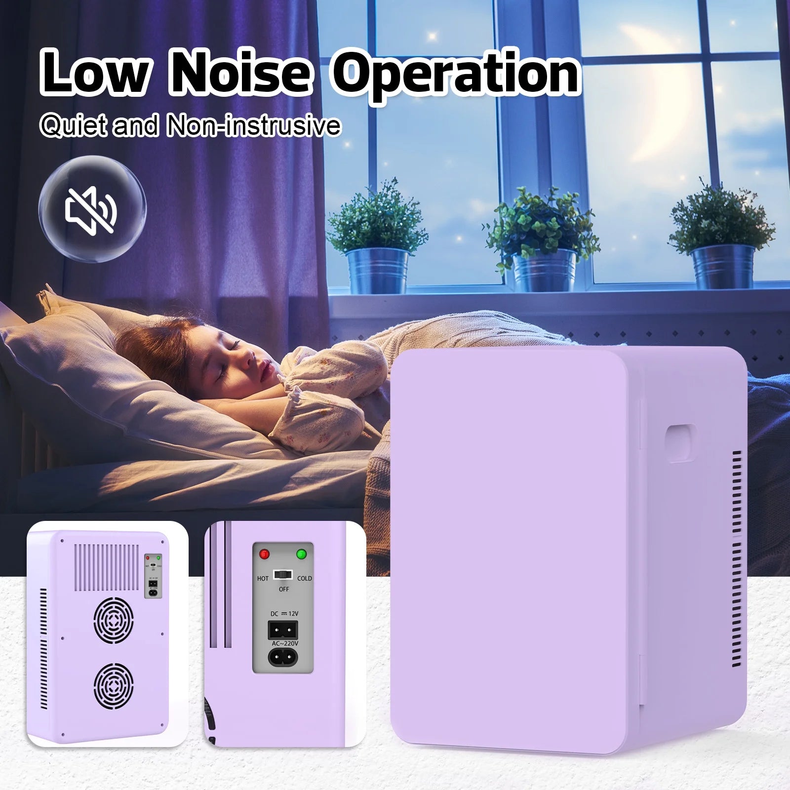 Advwin 22L Mini Fridge Cooler, Compact Personal Refrigerators for Skincare, Beverage, Purple