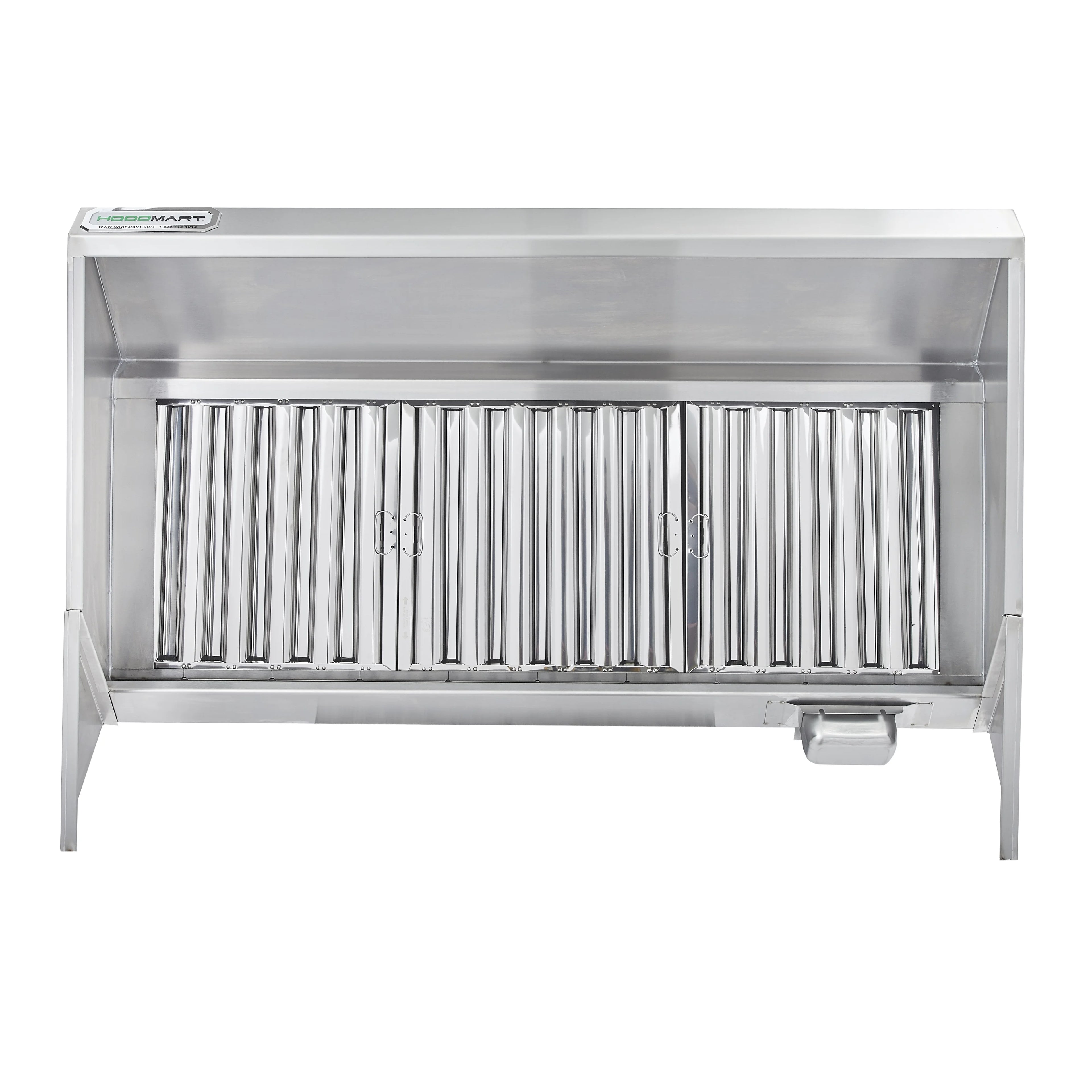 HOODMART 4�� Concession Trailer Hood for Food Truck | UL and NSF Listed | Commercial Range Hood with Baffle Style Filters and Grease Cup | Stainless Steel Kitchen Equipment