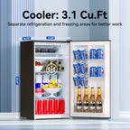 Frestec 3.2 Cu ft One Door Mini Fridge, Estar, Stainless Steel Look, New