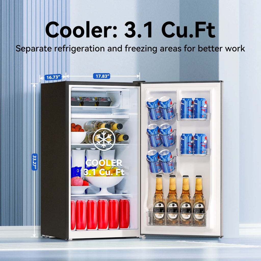 3.1 Cubic Feet Freestanding Mini Fridge Compact refrigerator grey