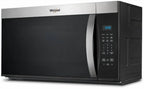 Whirlpool 1.7 cu. ft. Over-the-Range Microwave Oven with 1,000 Watts, 2-Speed 300 CFM Venting System, Add 30 Seconds, Dishwasher-Safe Turntable Plate, and Cooktop Lighting: Stainless Steel