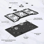 Gasland Chef 36 in. NG/LPG Convertible Gas Cooktop in Porcelain Enamel with 5-Burners