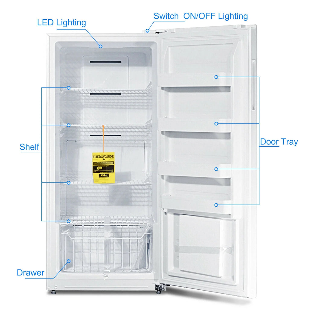 Smad 13.8 Cu ft Refrigerator White Freestanding Upright Counter Depth Freezer Garage Ready