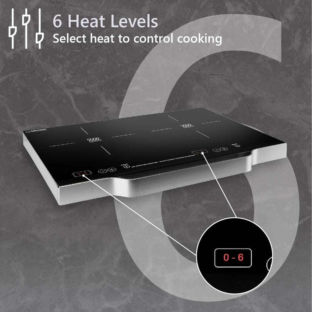 Equator 21" Portable 2-Burner Induction Cooktop LIGHT with ALUMINUM HANDLE 110V