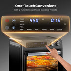 26QT Air Fryer Oven,Oil-Less Digital Touchscreen Toaster Oven with 10-in-1 Multi Function&Custom Mode, Visible Window , 1800W,Black