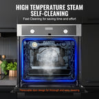 KFFKFF Single Wall Oven, 24" Electric Oven for Built-in Installation, Offers 9 Cooking Modes, 2.68 Cu.Ft Capacity, Includes Timer, 2800W Power, Comes with Baking Rack and Tray, Ideal for Any Kitchen