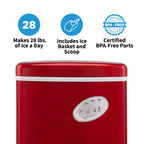 Newair 28 lb. Portable Bullet Ice Maker in Red