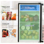 Mini Fridge with Freezer, 3.2 Cu.Ft Compact Refrigerator for Bedroom, Dorm, Apartment - Adjustable Thermostat, Reversible Door, Black